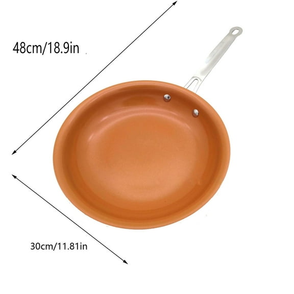 12-Inch Copper Ceramic Coated Non-Stick Frying Pan Double Bottom Design Induction Cooktop Universal Skillet