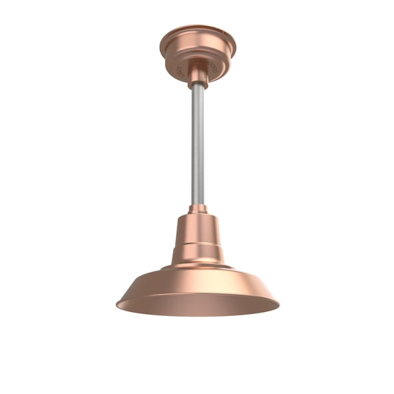 12" Inch Copper Vintage Barn Light with a Silver Downrod and Standard Base