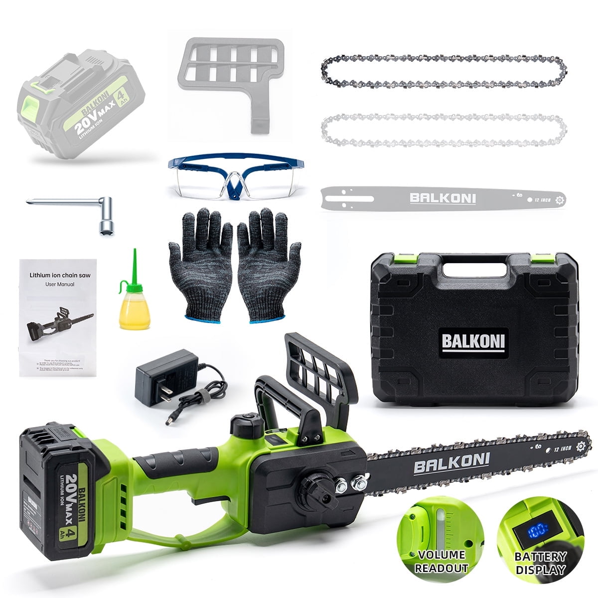 12 Inch Cordless Brushless Electric Chainsaw, 9000RPM High Speed Upgraded Motor, 1*4.0Ah Battery & Auto Oiler,2× Chains, Lightweight Compact Handheld Saw for Tree Trimming, Wood Cutting, Pruning