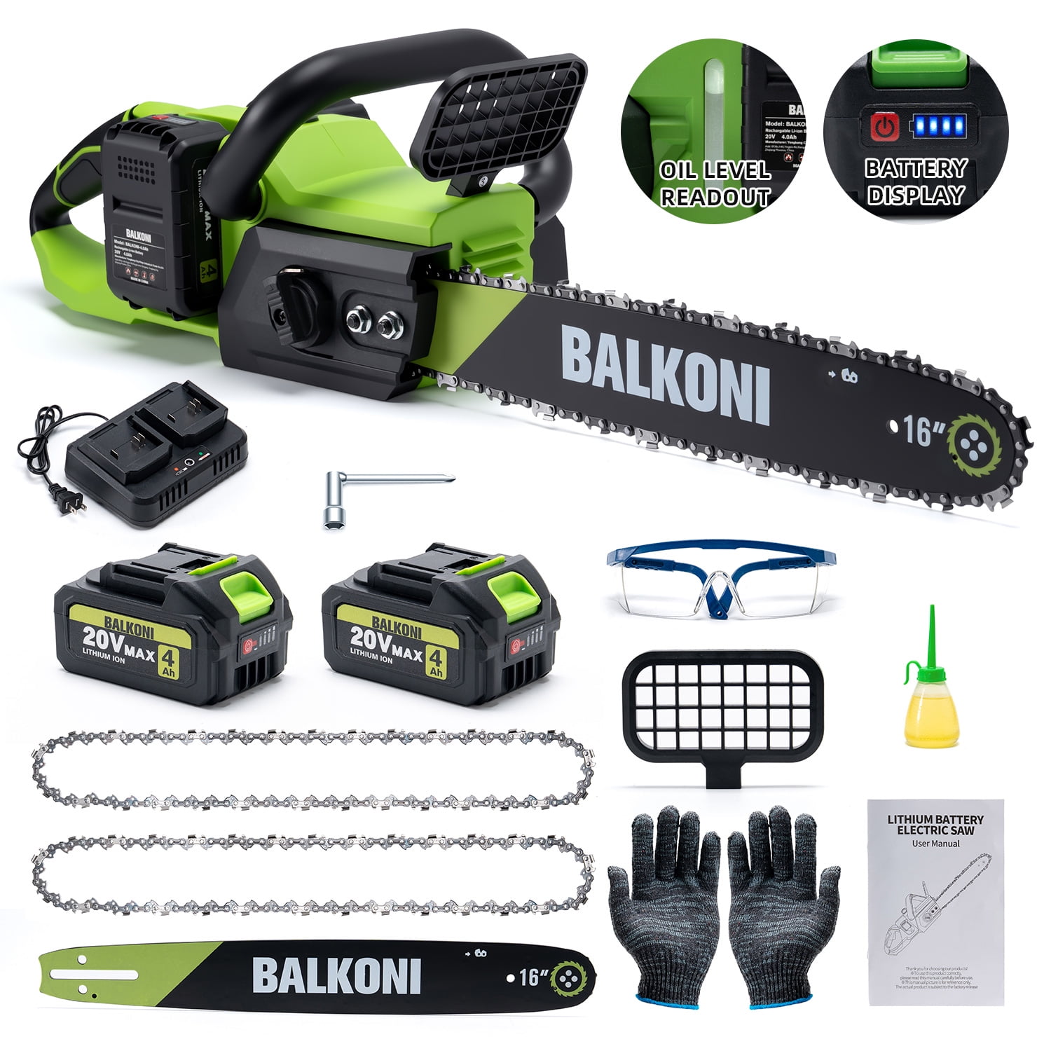 12 Inch Cordless Brushless Electric Chainsaw, 9000RPM High Speed ...