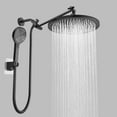thumbnail image 1 of 12 Inch Coverage High Pressure Rain Shower Head Combo with Adjustable Extension Arm - Wide Rainfall & 5 Modes Handheld Showerhead, Dual Anti-Clog Nozzles for Ultimate Shower Experience, Black, 1 of 7
