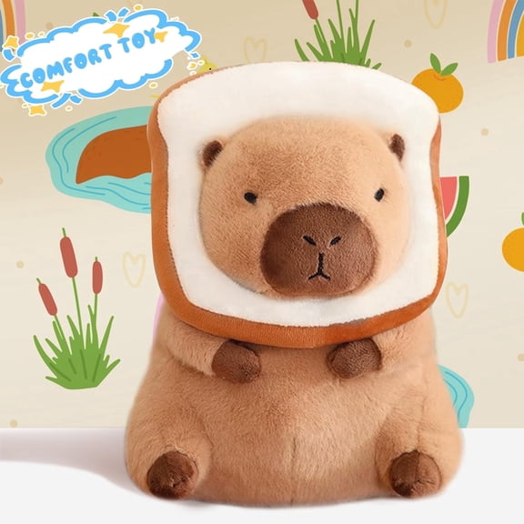 12 Inch Cute Capybara Plush Kawaii Soft Capybara Plush Doll Pillow with Bread Capybara Stuffed Aniamls Toys for Girls Kids Adults Birthdays Valentines Gift (Capybara Plush for Kids)