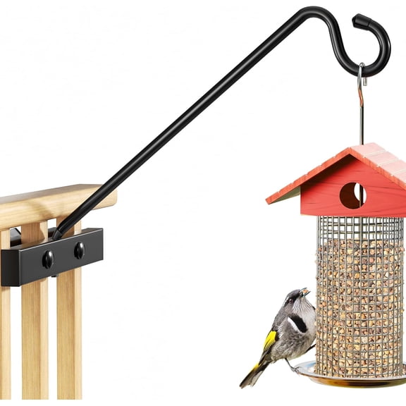 12-Inch Deck Bird Feeder Hanger for Railing, Outdoor Decor Plant Hanger, Balcony Railing Hook - 22LB Capacity - for Hanging Plants, Bird Feeders, Lanterns, Wind Chimes