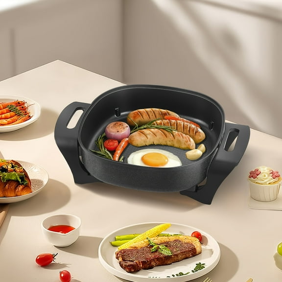 12-Inch Deep Electric Skillet with Non-Stick Coating, Heat-Resistant Handles, Standable Glass Lid, and 3 Adjustable Heating Levels for Versatile Stovetop-Style Cooking