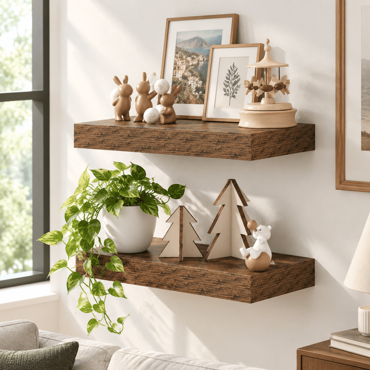 12 Inch Deep Floating Shelves 16 Brown Wall Set Of 2 - Walmart.com