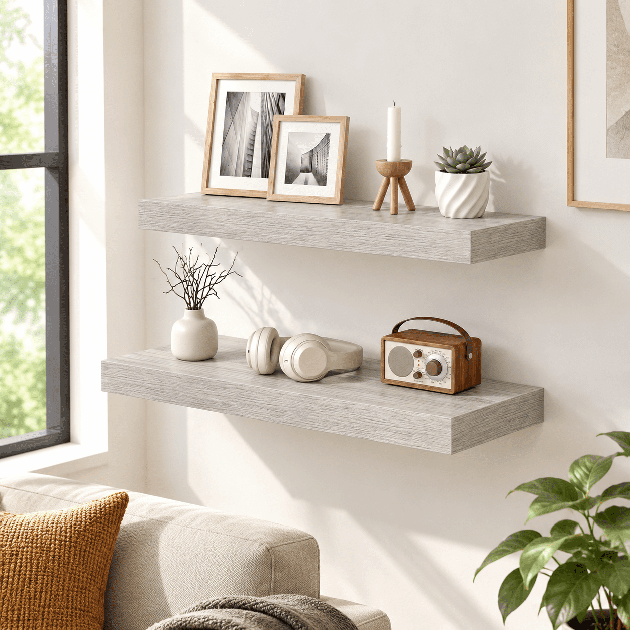 12 Inch Deep Floating Shelves Grey 24 Long 2