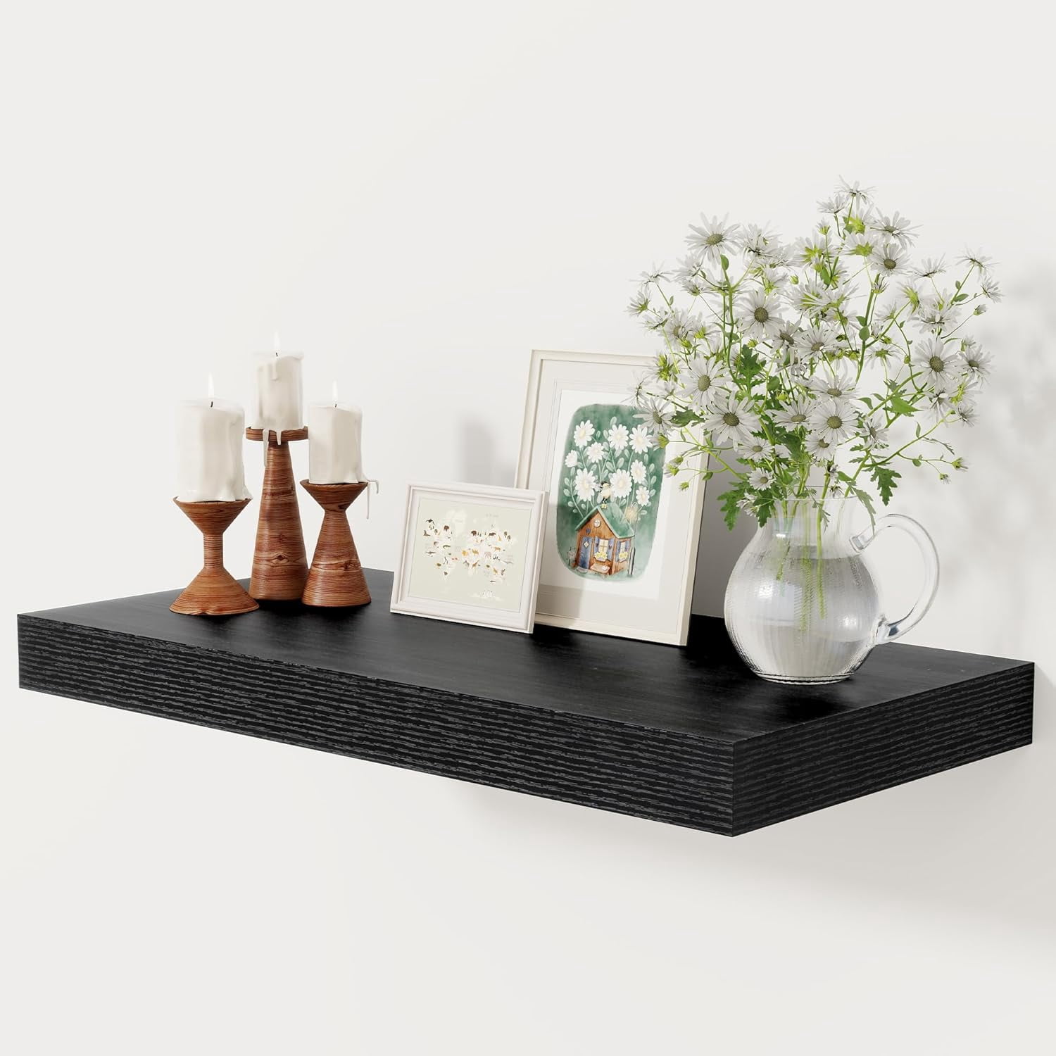 12 Inch Deep White Floating Shelves, 24 x 12 Floating Shelf for Books