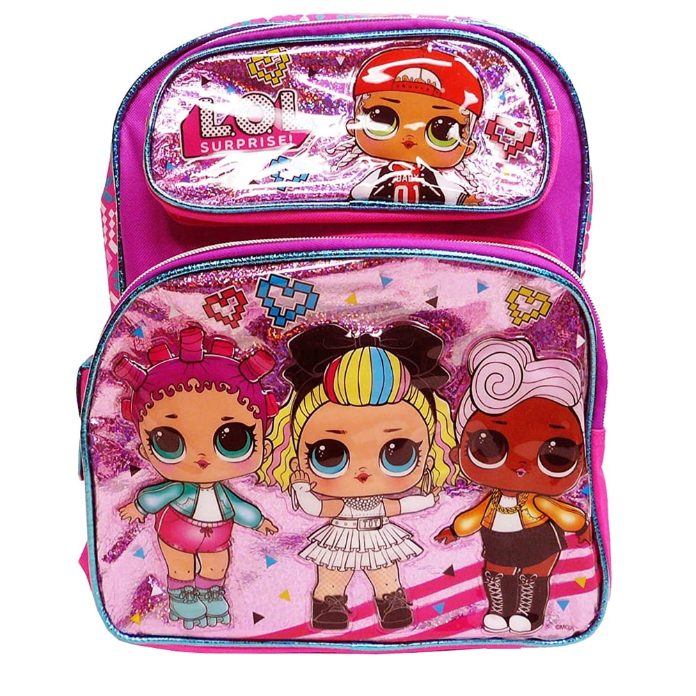 LOL 16" Großer Schulrucksack Konvolut Mit Lunchtasche Rosa Und Blau
