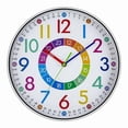 thumbnail image 1 of 12 Inch Digital Clock Mute Home Bedroom Living Room Wall Punch-Free Battery Powered Electronic Color Clock, 1 of 6