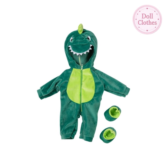 12 Inch Lifelike Reborn Baby Doll Clothes Outfit Accessories, Cute Winter Cartoon Dinosaur Clothing Set, Thick Fleece Fabric, Pretend Play Doll Dress Up, for Holiday Gift