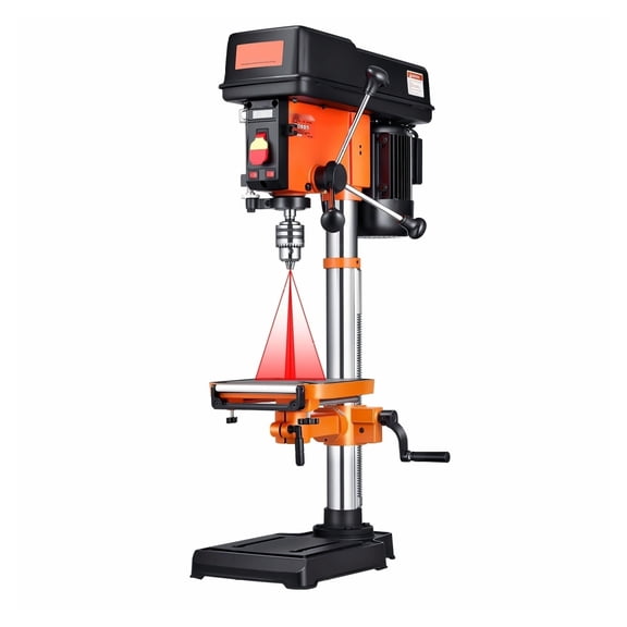 12 Inch Drill Press Benchtop, 5 Amp Variable Speed Wood Metal Drilling Machine, 12" Swing 0-45 Tilt Table with Laser Light