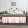 thumbnail image 1 of 12 Inch Drop Full Size Pink Solid Day Bed Skirt Lightweight Ruffled Pattern Split Corner Premium Hotal Quality With Flexible Elastic & Fade Resistent, 1 of 4