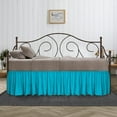 thumbnail image 1 of 12 Inch Drop Full Size Turquoise Blue Solid Day Bed Skirt Lightweight Ruffled Pattern Split Corner Premium Hotal Quality With Flexible Elastic & Fade Resistent, 1 of 4