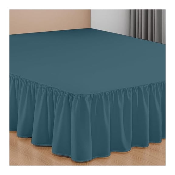 12 Inch Drop Ruffled Bed Skirt Full Size - Classic Gathered Styling, Platform Style Dust Ruffle with Secure Fit, Split Corners, Wrinkle-Resistant Microfiber - Teal