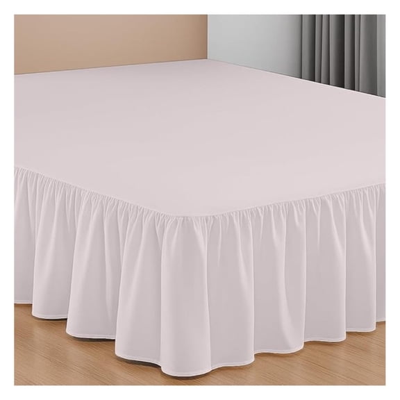 12 Inch Drop Ruffled Bed Skirt Queen Size - Classic Gathered Styling, Platform Style Dust Ruffle with Secure Fit, Split Corners, Wrinkle-Resistant Microfiber - Warm Grey