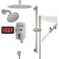 thumbnail image 1 of 12 Inch Dual Shower  System with Sliding Bar, 3 Functions, Brushed Nickel, 1 of 9