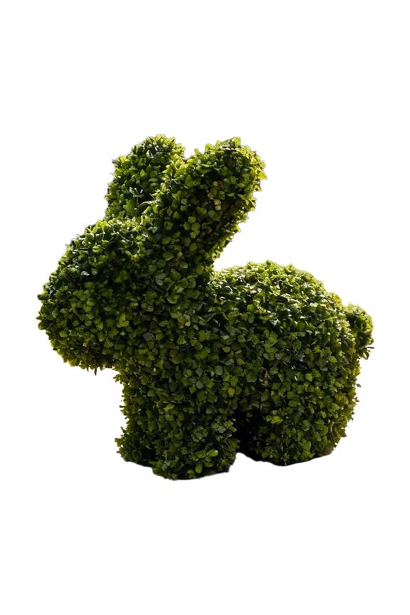 12 Inch Easter Artificial Bunny Shaped Topiary Trees, Spring Faux Boxwood Topiary Rabbit Bushes Potted Fake Shrubs for Garden Patio Front Porch Indoor Outdoor Decor