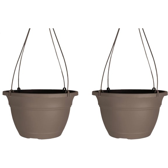 12 Inch Eclipse Hanging Planters, Lightweight UV-Resistant Plastic Hanging Planters for Indoor & Outdoor Plants, 2-Pack Hanging Flower Pots for Garden, Patio & Home Decor, Chocolate