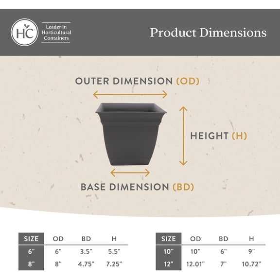 12 Inch Eclipse Square Planter Pots with Drainage Holes & Attached Saucer, Lightweight -Resistant Plastic Outdoor Planters, 2-Pack Flower Pots for Garden & Home Decor, Slate Blue