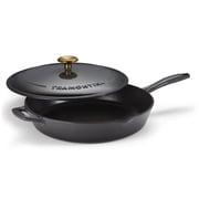 Tramontina Bestow 12-Inch Enameled Cast Iron Skillet with Lid, Smoke with Gold Stainless Steel Knob, Oven-Safe