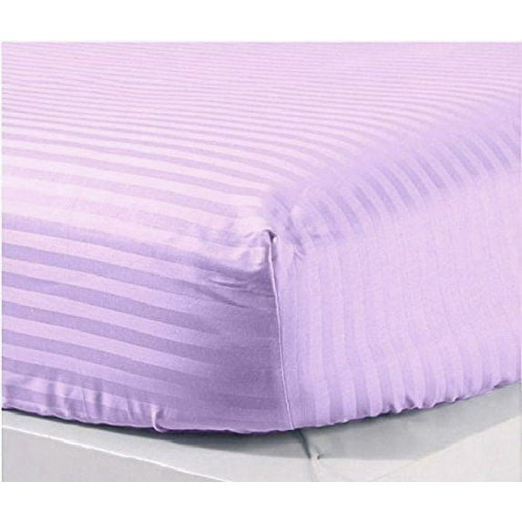 12 Inch Extra Deep Fitted Sheet/Bottom Sheet (Queen, Stripe Lavender) - 1800 Series Brushed Microfiber - Deep Pocket Fitted Sheet by The Great American Store