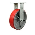 thumbnail image 1 of 12 Inch Extra Heavy Duty Red Poly on Cast Iron Wheel Rigid Top Plate Caster, 1 of 2