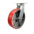thumbnail image 1 of 12 Inch Extra Heavy Duty Red Poly on Cast Iron Wheel Swivel Top Plate Caster, 1 of 2