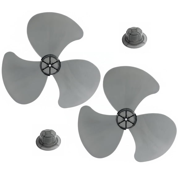 12 Inch Fan Blades Replacement, 3-Leaf Hard Plastic Fan Blade for Table Pedestal Wall Fans, 8mm Shaft Hole, grey, 2-Pack (k)