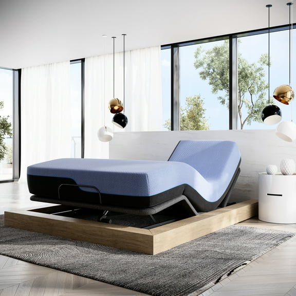 12 Inch Flex Head Latex Foam And Coil Mattress With Adjustable Base, King - Blue Ice Breathable Cover, Air Foam, For Relaxed Sleep Size Base Cool High Stable Coils A Comfortable Sound