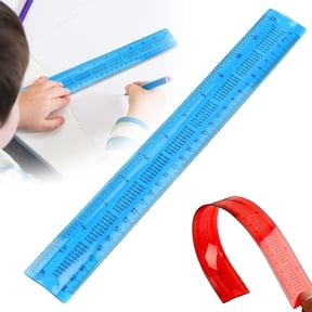 12-Inch Flexible Shatterproof Ruler, Flexible Design with Easy-to-Read Markings, Transparent, for Home, Office, 1Pc