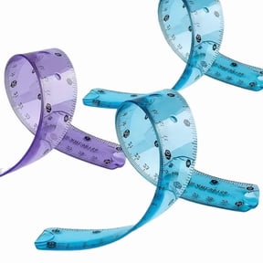 12 Inch Flexible Soft Ruler for Students & Crafters Bendable Measuring Tool for Straight & Curved Lines, Assorted Colors