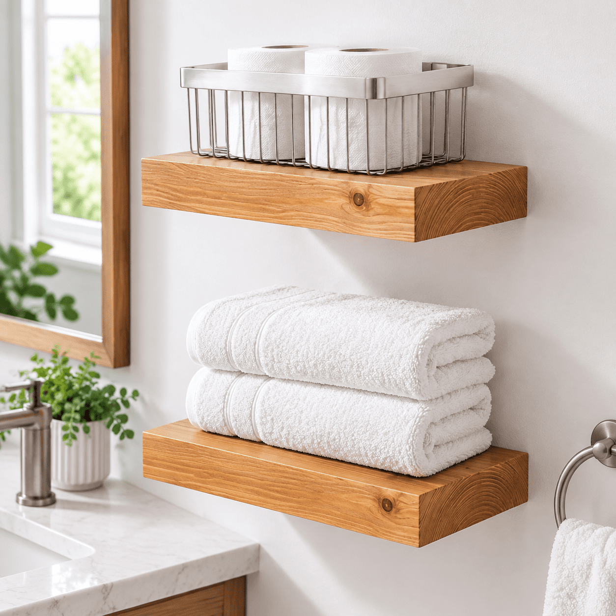 12 Inch Floating Shelves, Golden Oak - Light Woodgrain, Pack of 3