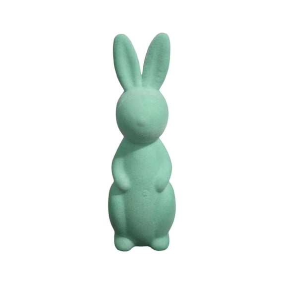 12 Inch Flocked Easter Bunny Decor, Velvet Standing Rabbit Figure for Spring Home Decor and Easter Decorations