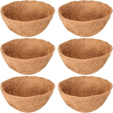 6 Pack 14 Inch Coconut Liners For Planters - Natural Coco Fiber Round Coir Hanging Basket Liners For Flowers & Vegetables