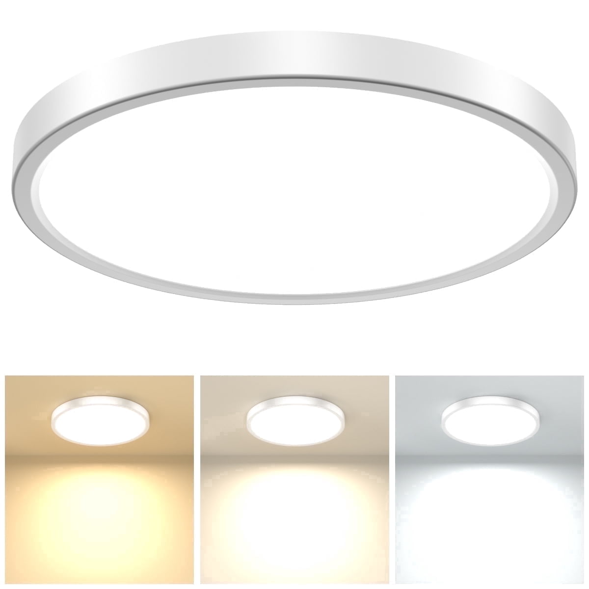 GPED 11.8 Inch Flush Mount Ceiling Light Fixture,3000K/4000K/6500K Ceiling Light, LED Round Flat Panel Light, LED Ceiling Light for Living Room,Bedroom,Kitchen,Bathroom,Hallway
