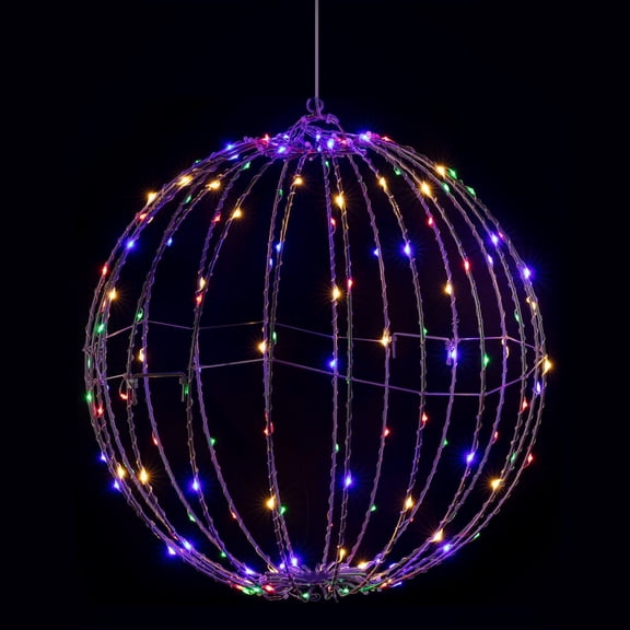 12 Inch Foldable LED Christmas Light Ball, Sphere Lights with Remote & Timer, Connectable Waterproof Holiday Decor (Purple)