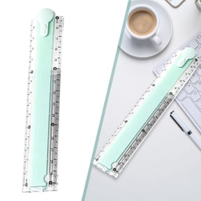 12 Inch Folding Ruler 30cm Foldable Straight Ruler with Geometric Templates,Green Portable Plastic Ruler Compact Drawing Rulers for Classroom Drawing Measuring Supplies