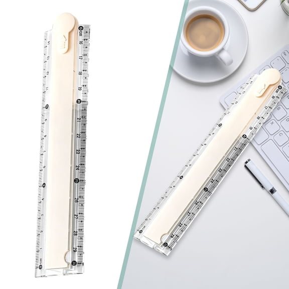 12 Inch Folding Ruler 30cm Foldable Straight Ruler with Geometric Templates,Yellow Portable Plastic Ruler Compact Drawing Rulers for Classroom Drawing Measuring Supplies