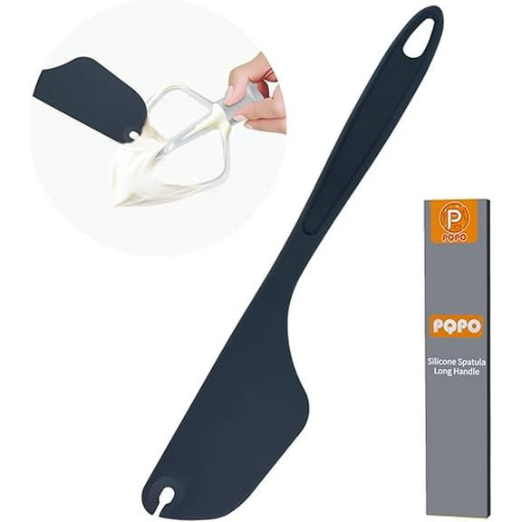 12-Inch Food Grade Silicone Spatula, High Temperature Resistant 600°F Dishwasher Safe BPA Free, Ergonomic Grip for Baking,Mixing and Cooking (Black)