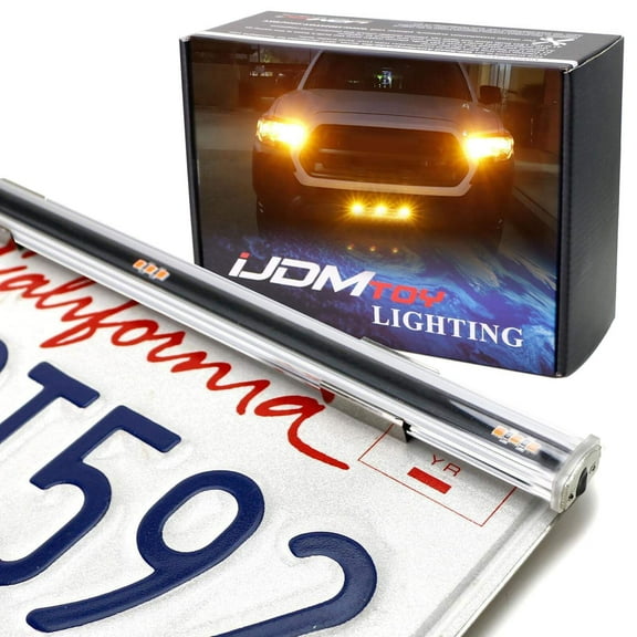 12-Inch Front License Plate Frame Mount 3-Dot Amber LED Raptor_Style Clearance Driving Light Kit, Universal Fit For All Truck SUV RV