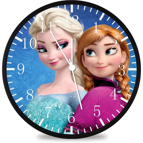 12 Inch Frozen Elsa Anna Wall Clock Non-Ticking Silent Great for Decor and Gifts W475