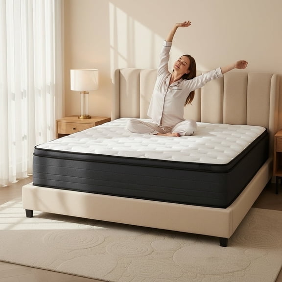 12 Inch Full Mattress, Hybrid Memory Foam and Pocket Spring Full Size Mattress in a Box, Medium Firm Breathable Bed for Back Stomach Sleepers