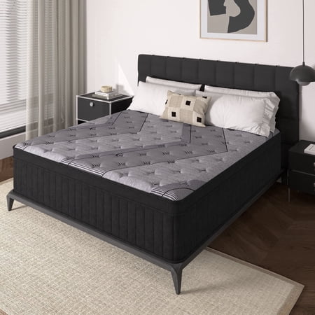12 Inch Full Size Mattress, Gray Cooling Gel Memory Foam & Spring Hybrid Medium Firm Comfort Full Mattress in a Box,Adult,CertiPUR-US
