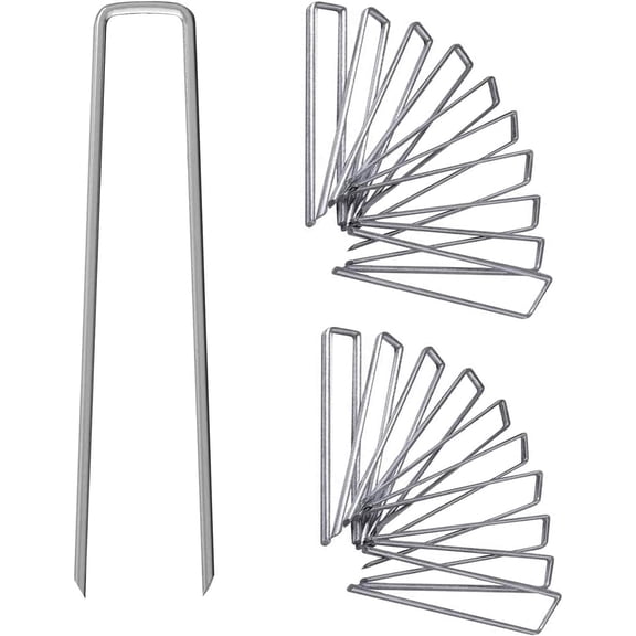 12 Inch Galvanized Garden Landscape Staples Stakes, 25 50 100 PCS Anti-Rust Garden Staples Tent Ground Stakes U-Shaped Landscape Pins for Secure Lawn Fabric, Decoration (25, 12 Inch)