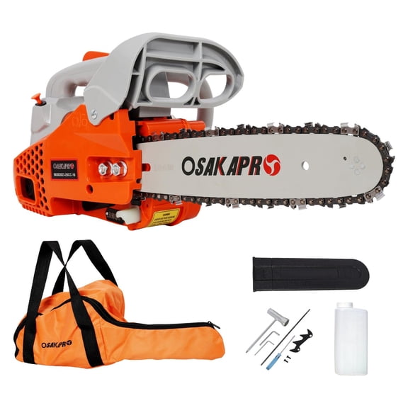 12-Inch Gasoline Chainsaw with 25cc 2-Cycle Engine and Anti-Vibration System, Gas Chain Saw and Wood Cutting Tool for Tree Cutting, Orange