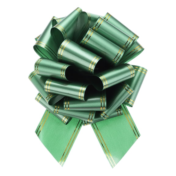 12 Inch Giant Large Pull Bow Big Metallic Car Bows Ribbon with Gold Edge for Gift Christmas, Dark Green