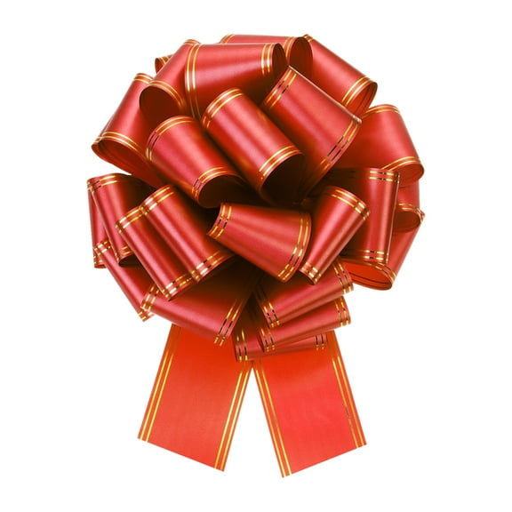 12 Inch Giant Large Pull Bow Big Metallic Car Bows Ribbon with Gold Edge for Gift Christmas, Red