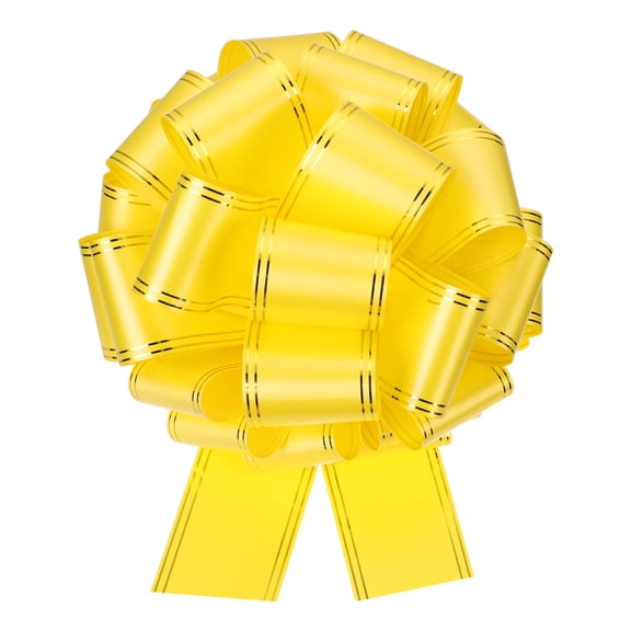 12 Inch Giant Large Pull Bow Big Metallic Car Bows Ribbon with Gold Edge for Gift Christmas, Yellow