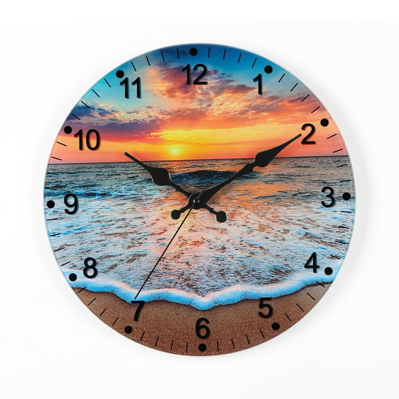 12 Inch Glass Wall Clock - Beach