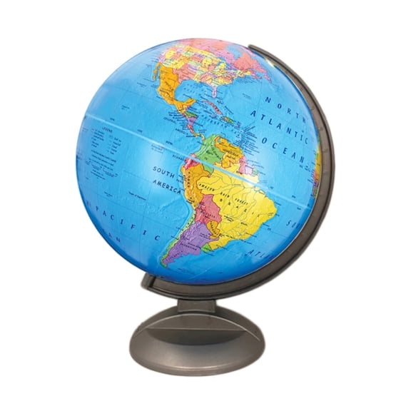 12-Inch Globe with Stand, Modern Gray Base, 19-Inch Height, Colorful World Map, Perfect Gift for Home or Office Dcor